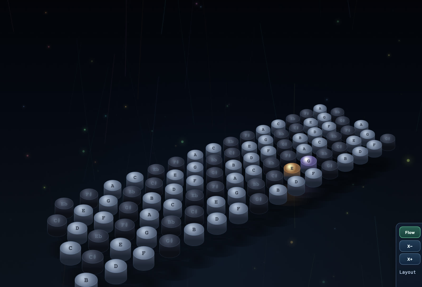 A piece playing on the 3D accordion with the bass board and lit buttons